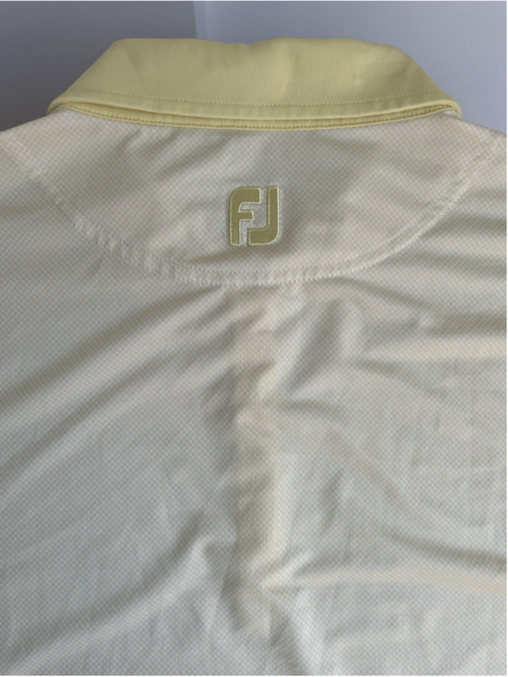 FootJoy Golf Performance Polo Shirt Mens XL Lemon Micro Pattern - Picture 4 of 10